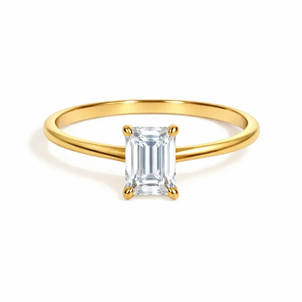 1 carat emerald cut solitaire gold ring
