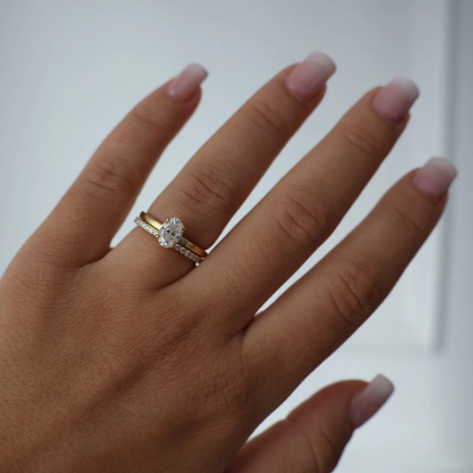 1 carat oval moissanite ring in 14k gold filled