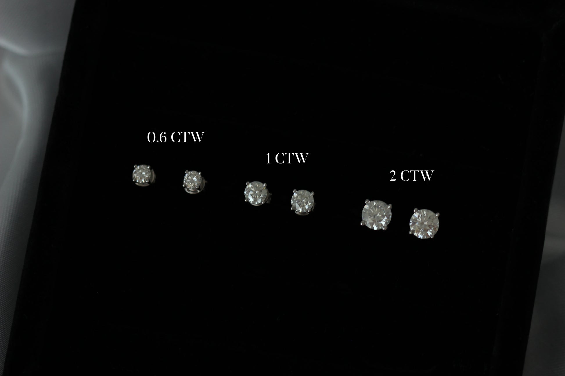 Moissanite stud earrings size comparison