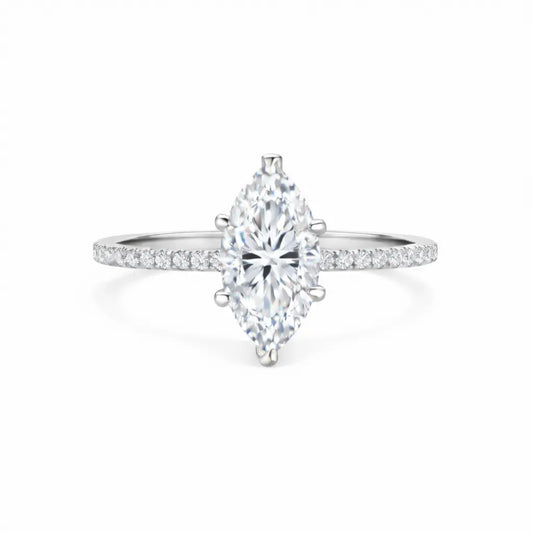 1.5 carat marquise pavé silver ring