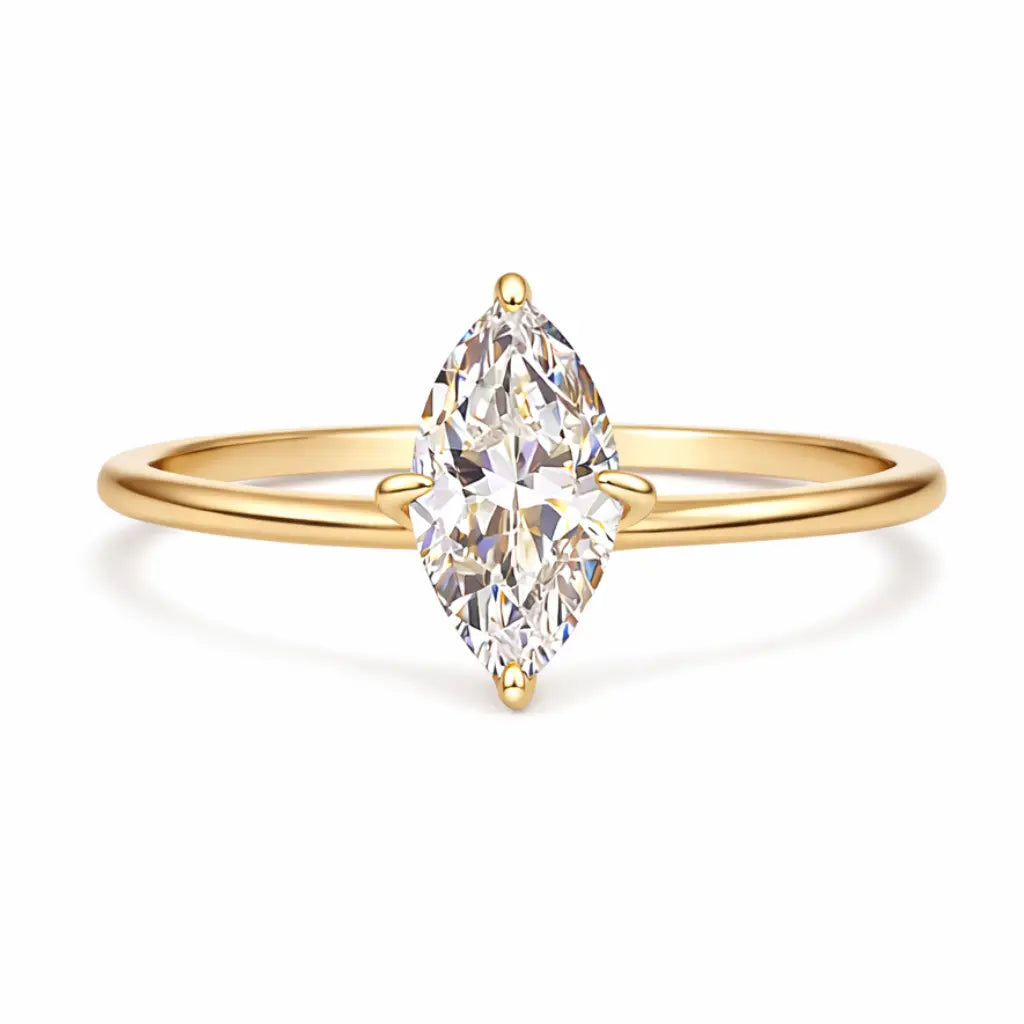 1.5 carat marquise solitaire gold ring