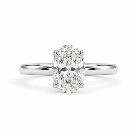 1.5 carat oval moissanite ring in silver