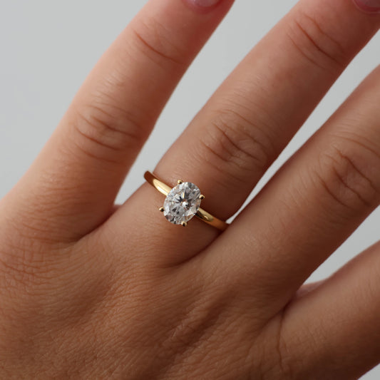 1.5 carat oval solitaire moissanite engagement ring in 14k gold filled
