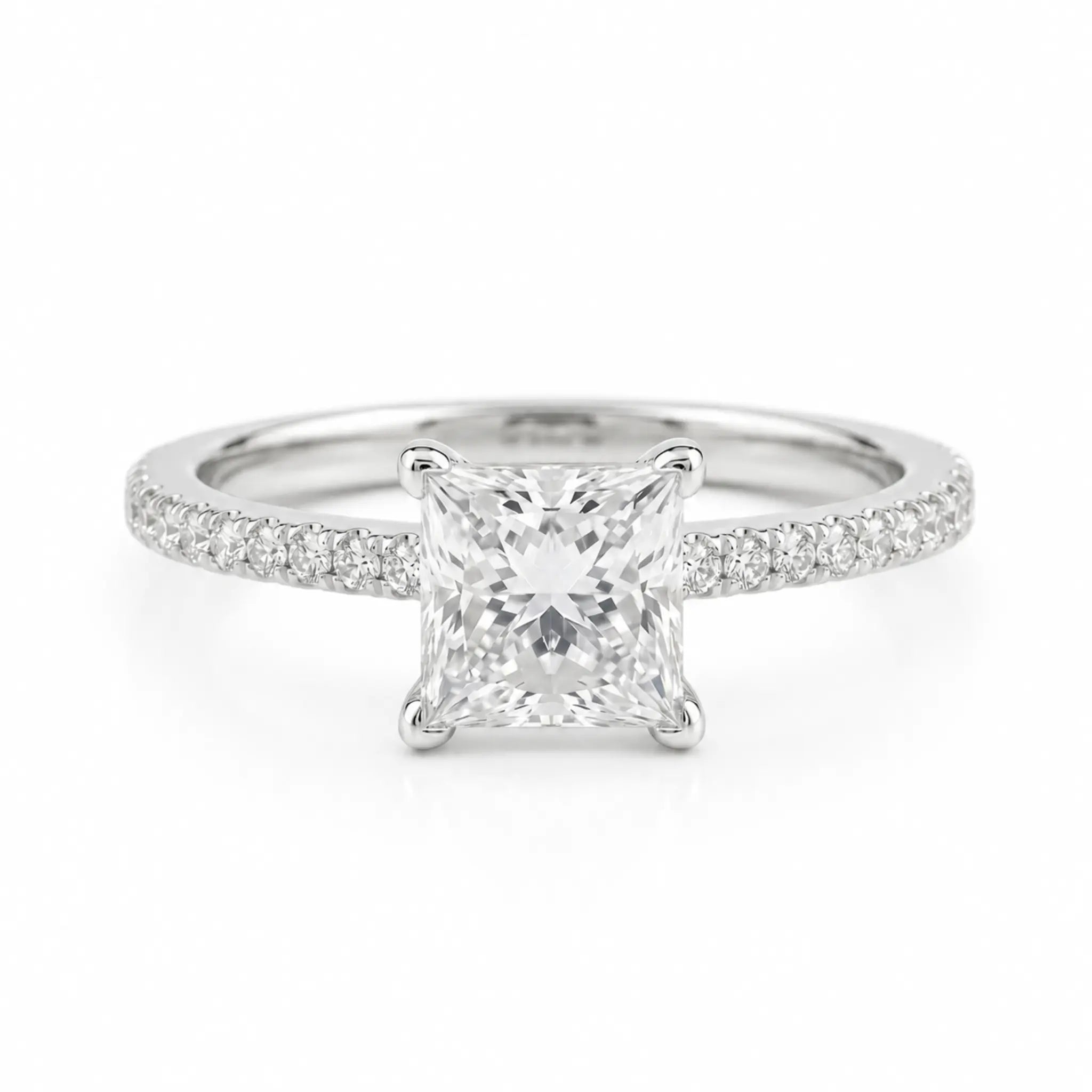 1.5 carat princess cut 925 silver engagement ring