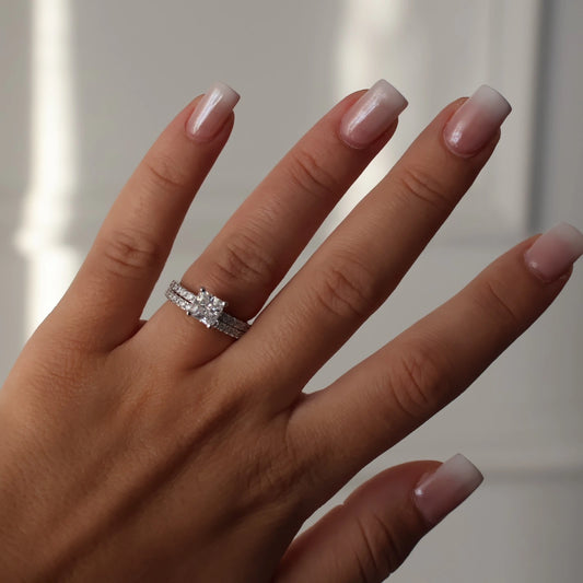 1.5 carat princess cut engagement ring silver pave band