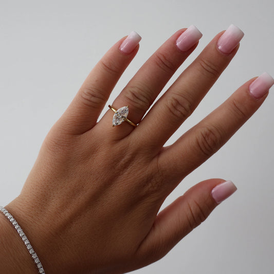 1.5 ct marquise ring in 14k gold vermeil 