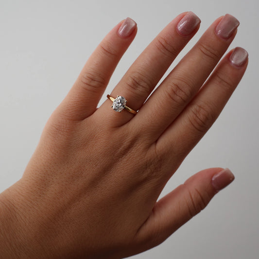 1.5 ct oval solitaire moissanite engagement ring in 14k gold filled
