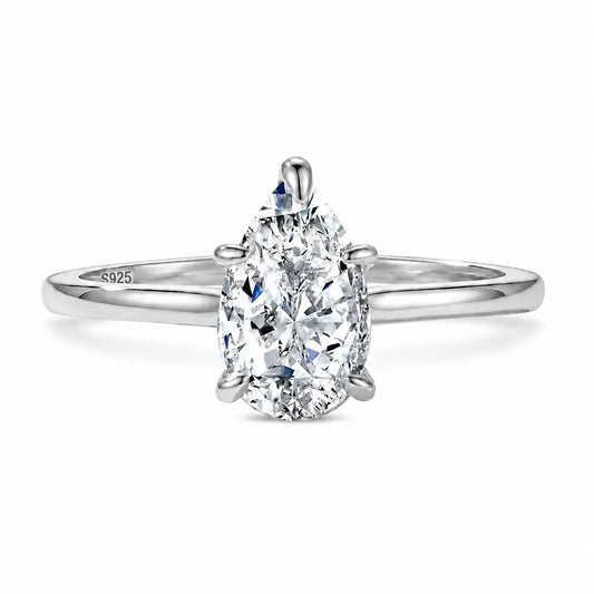 1.75ct pear-cut solitaire cubic zirconia silver ring