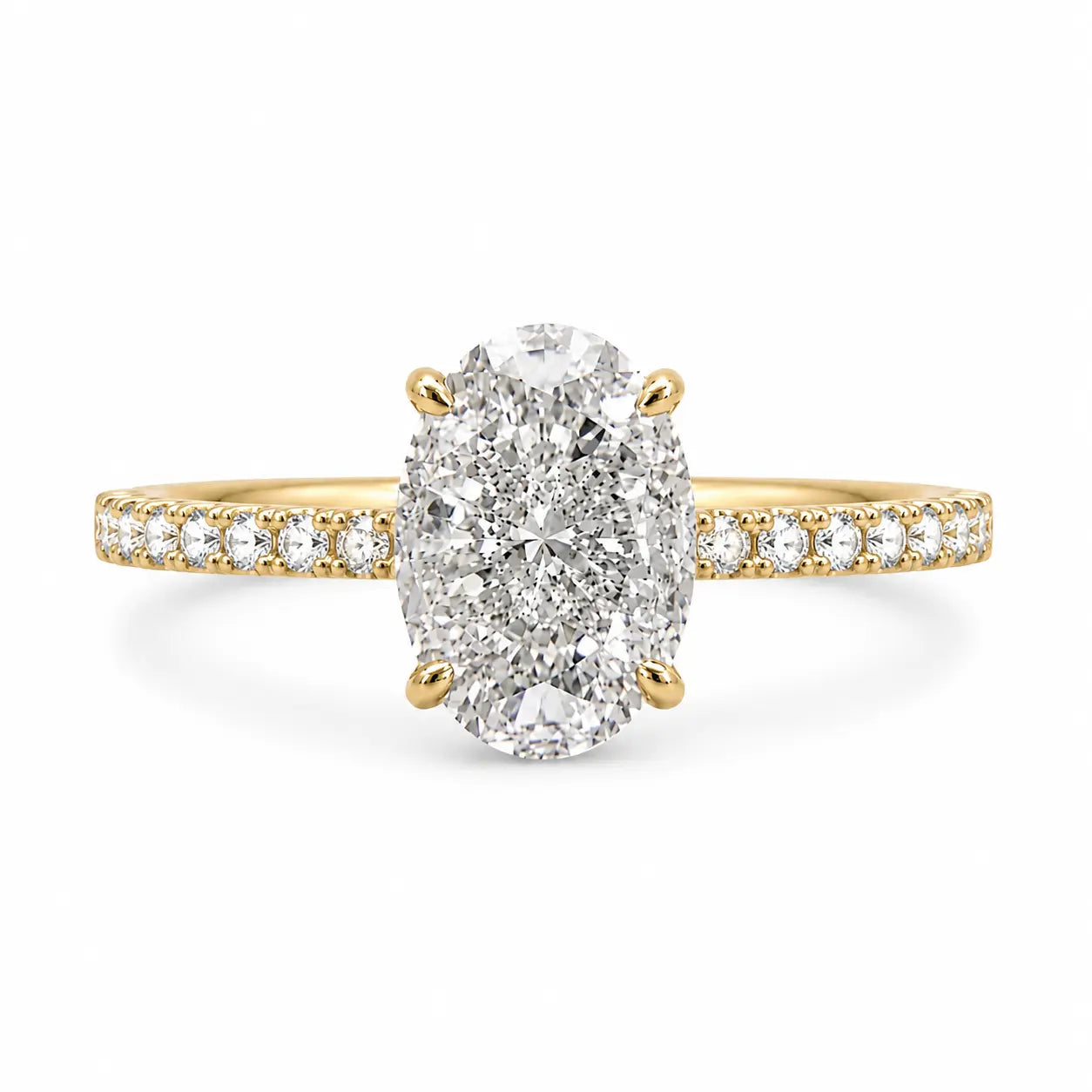 14k 3.5 carat oval cubic zirconia pave ring