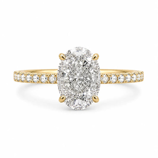 14k 3.5 carat oval cubic zirconia pave ring