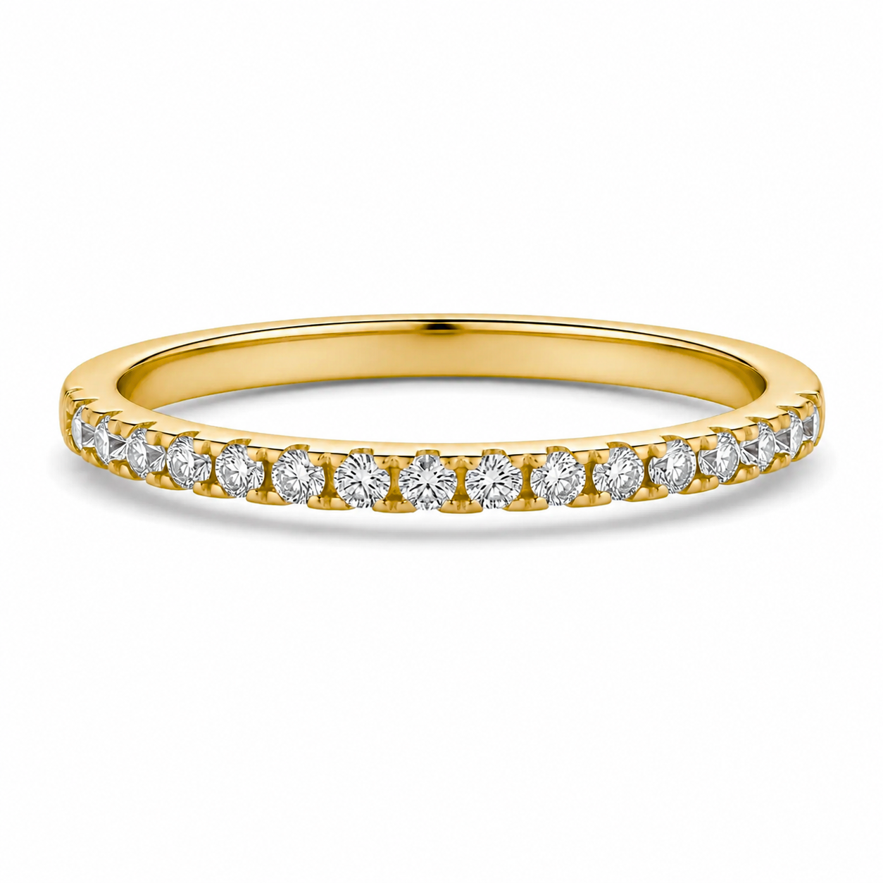 14k Half Eternity Pave Gold Vermeil Ring 1.8mm