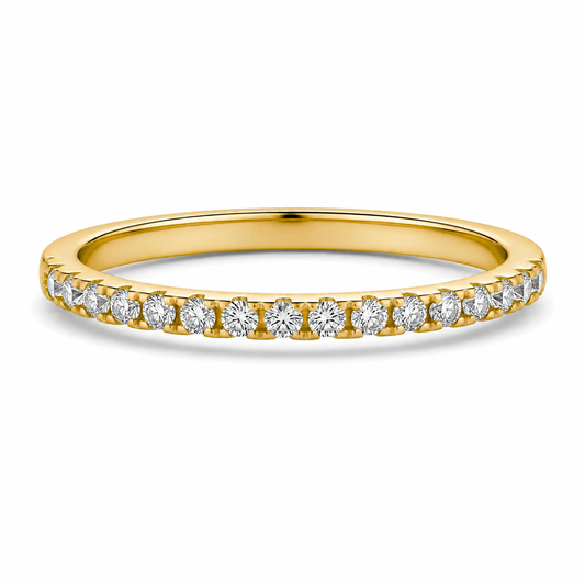 14k Half Eternity Pave Gold Vermeil Ring 1.8mm