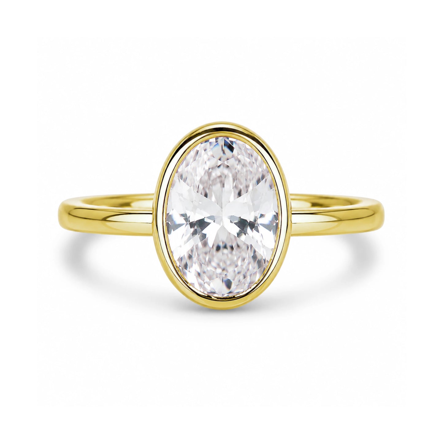 14k Gold 3.5 Ct Oval Bezel Set Ring