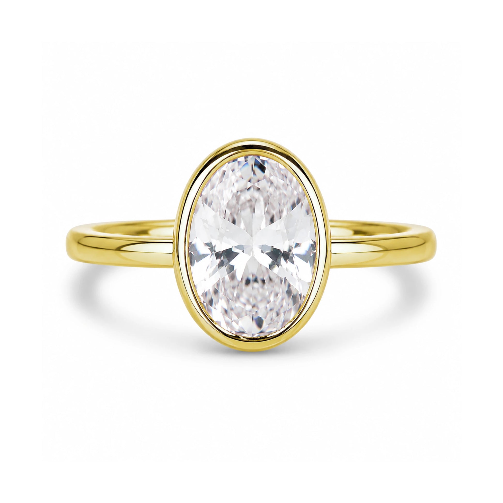 14k Gold 3.5 Ct Oval Bezel Set Ring