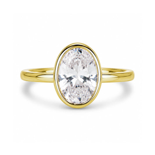 14k Gold 3.5 Ct Oval Bezel Set Ring