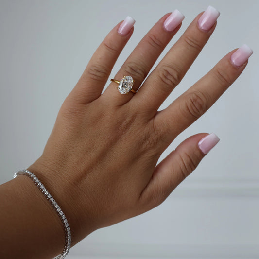14k gold 3.5 ct oval cubic zirconia gold vermeil ring
