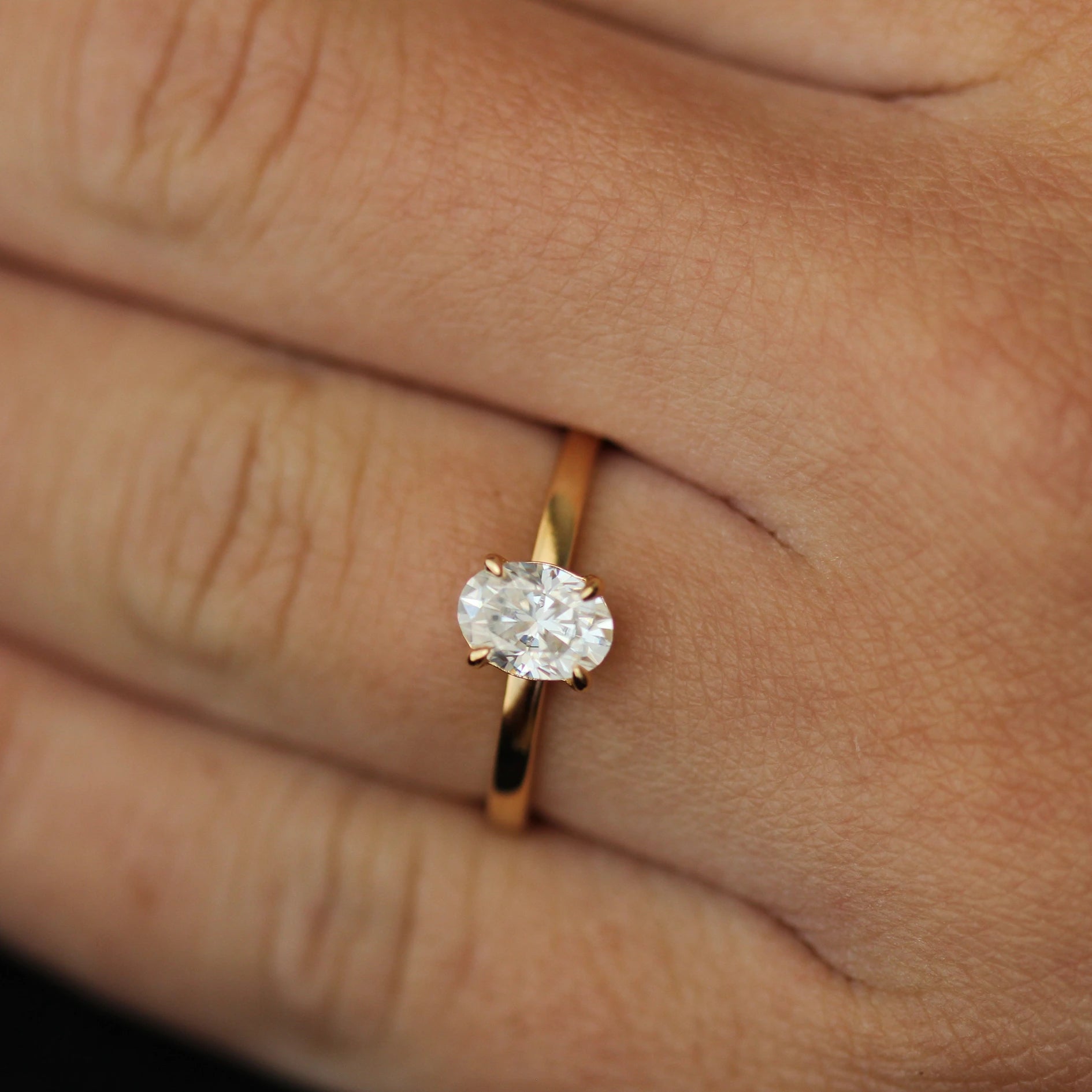 14k gold-filled 1 carat oval solitaire moissanite ring
