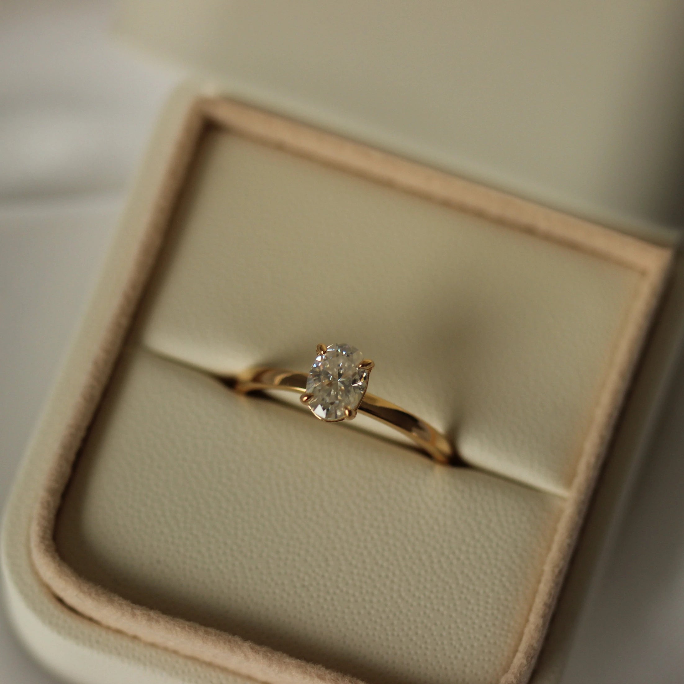 14k gold filled 1 carat oval solitaire moissanite engagement ring in proposal ring box