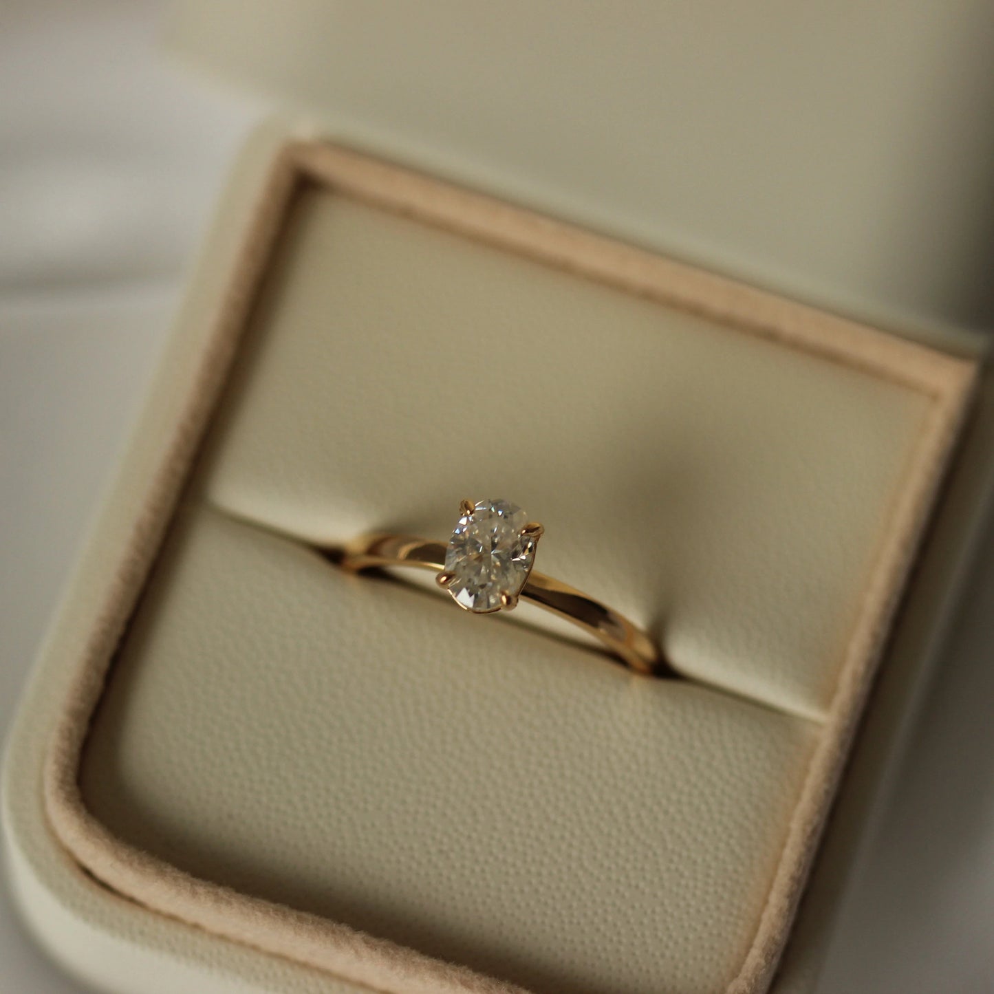 14k gold filled 1 carat oval solitaire moissanite engagement ring in proposal ring box