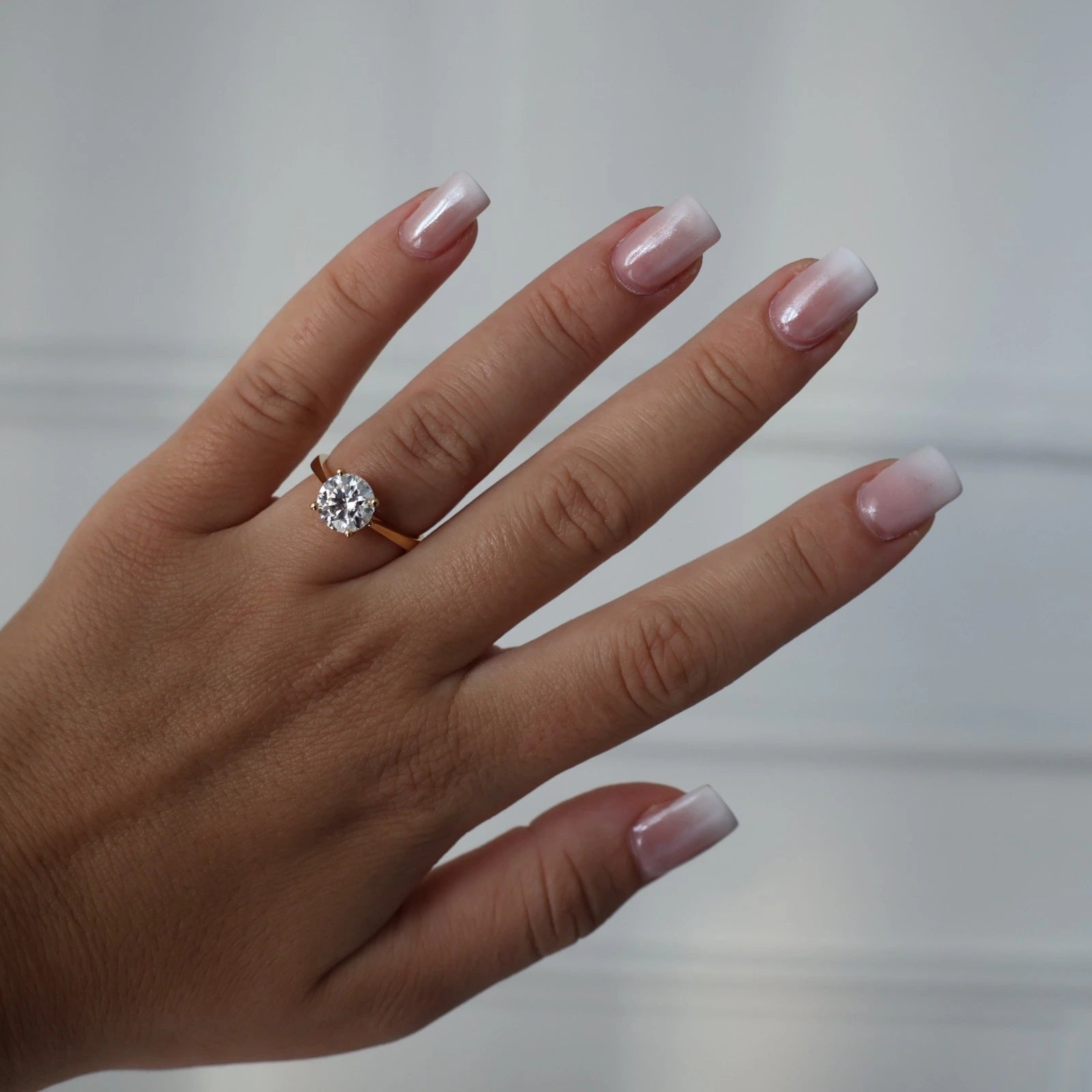 14K gold filled solitaire ring featuring a 2 carat round moissanite