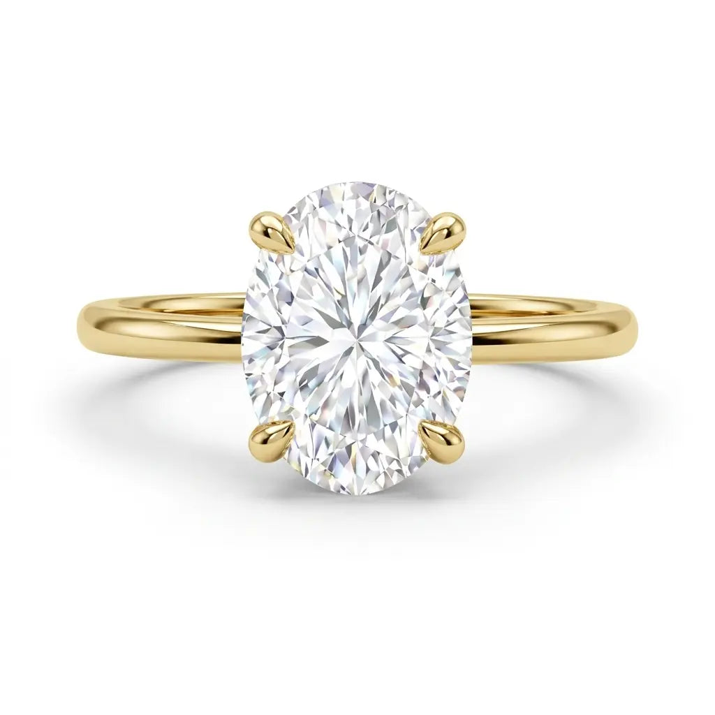 14k gold filled oval moissanite engagement ring 2 carat solitaire yellow gold band