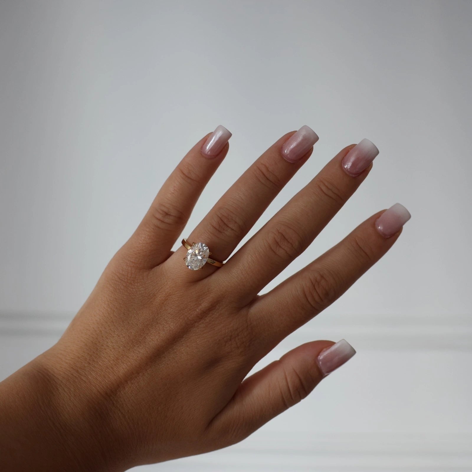 14K gold filled oval solitaire engagement ring