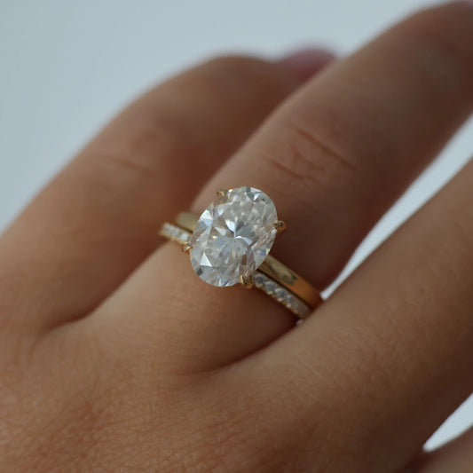 half eternity moissanite wedding ring in 14k gold filled finish