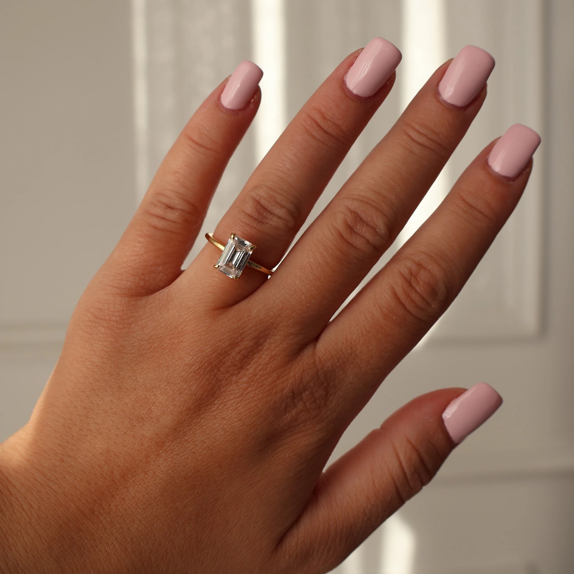 14K gold plated 2 carat emerald cut cubic zirconia ring