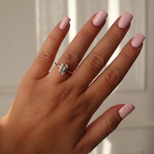 14K gold plated 2 carat emerald cut cubic zirconia ring