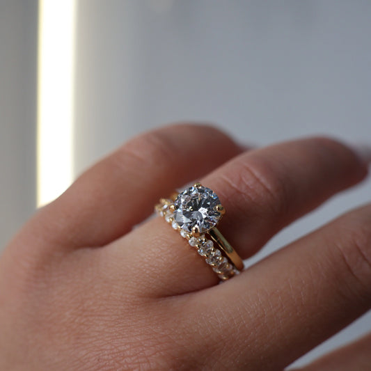 14k gold plated 2 carat round cut hidden halo ring