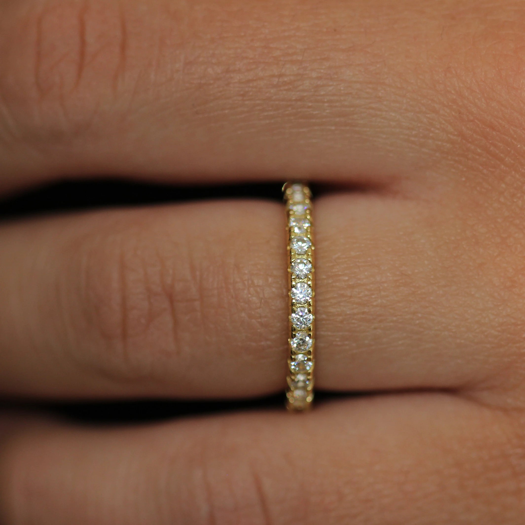 14k gold plated round full eternity ring 2mm band