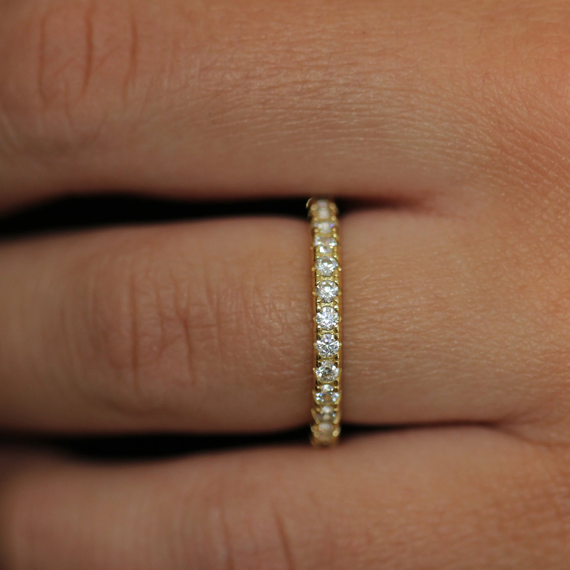 14k gold plated round full eternity ring 2mm band