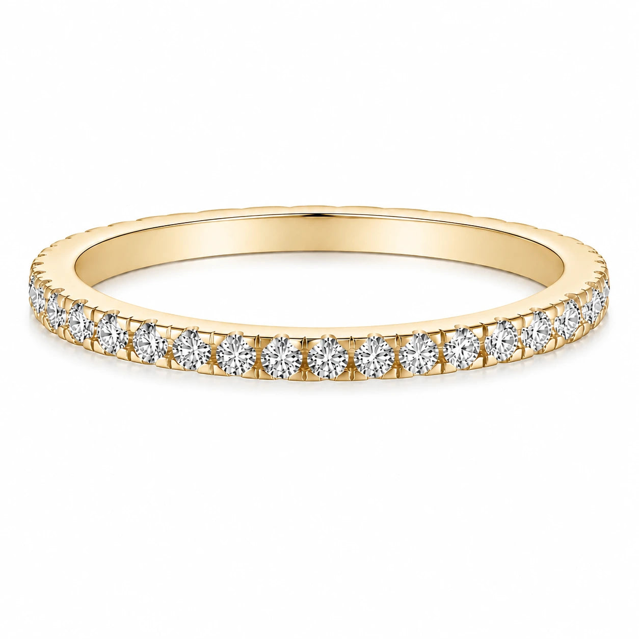 14k gold plated round eternity ring 2mm