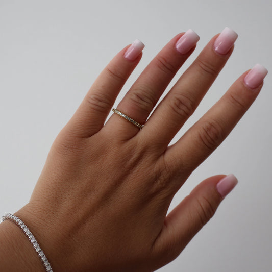 14k gold vermeil half eternity pavé ring