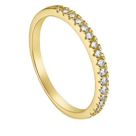 14k Half Eternity Pave Gold Ring on white background