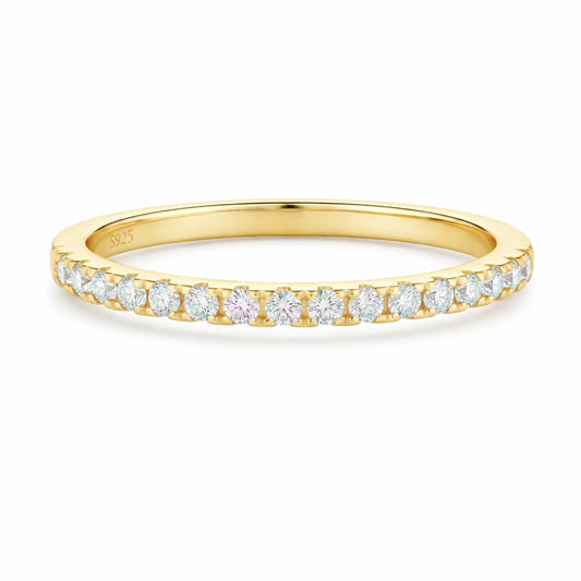 14k Half Eternity Pave Gold Ring on white background
