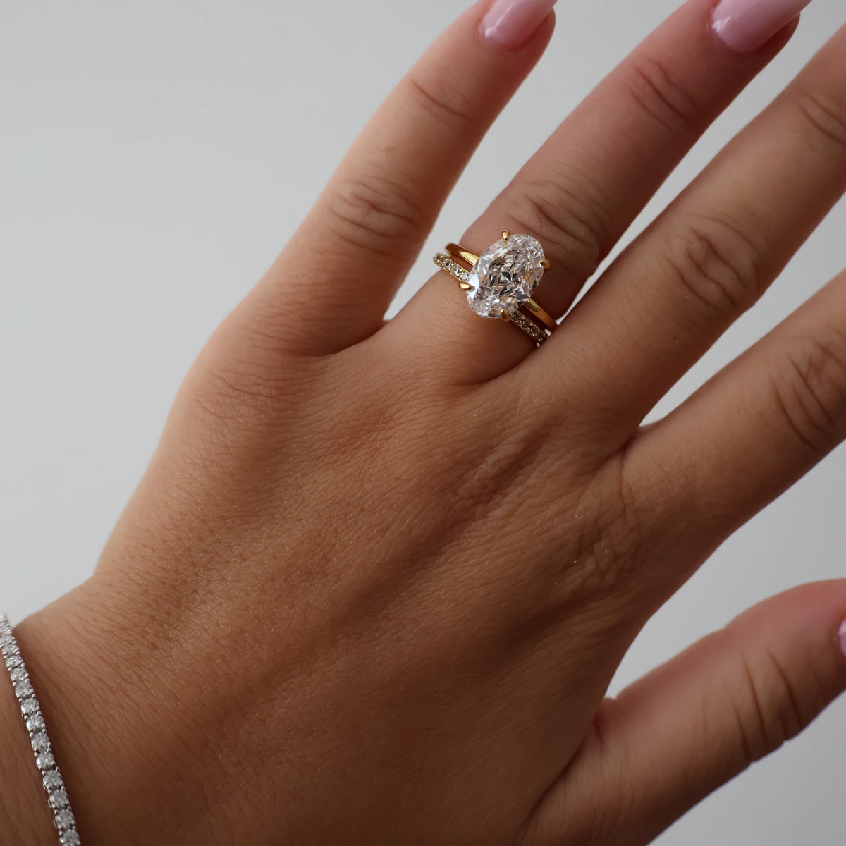 14k gold vermeil half eternity pavé band