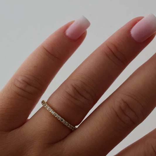 14k half eternity pavé gold vermeil ring 1.8mm