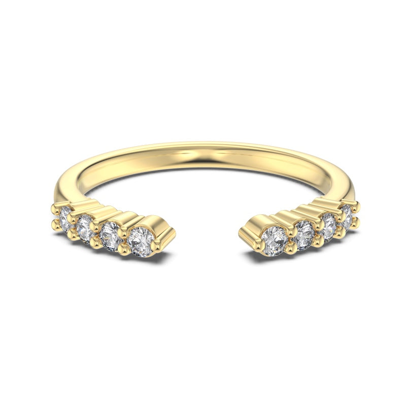 14k open gold wedding band with round cz stones