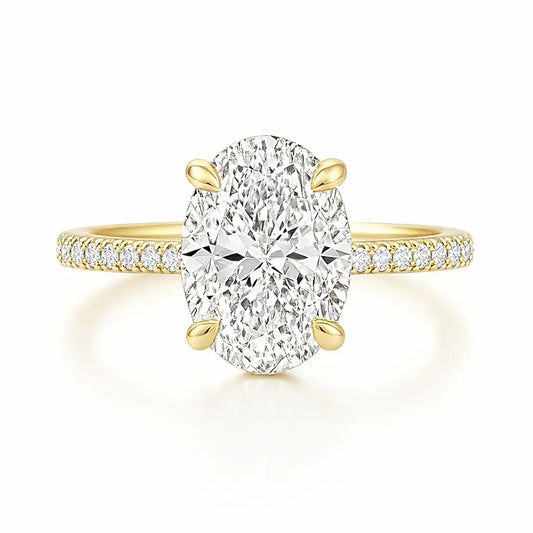 14k oval cubic zirconia pave ring