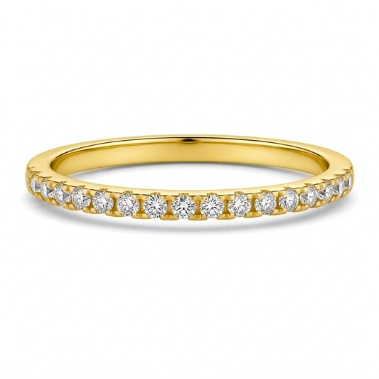 18k Half Eternity Pave Gold Vermeil Ring 1.8mm
