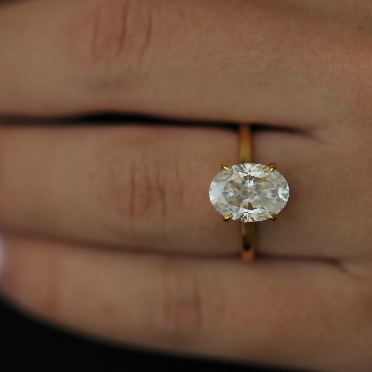 4 carat oval moissanite ring with 18k gold filled band