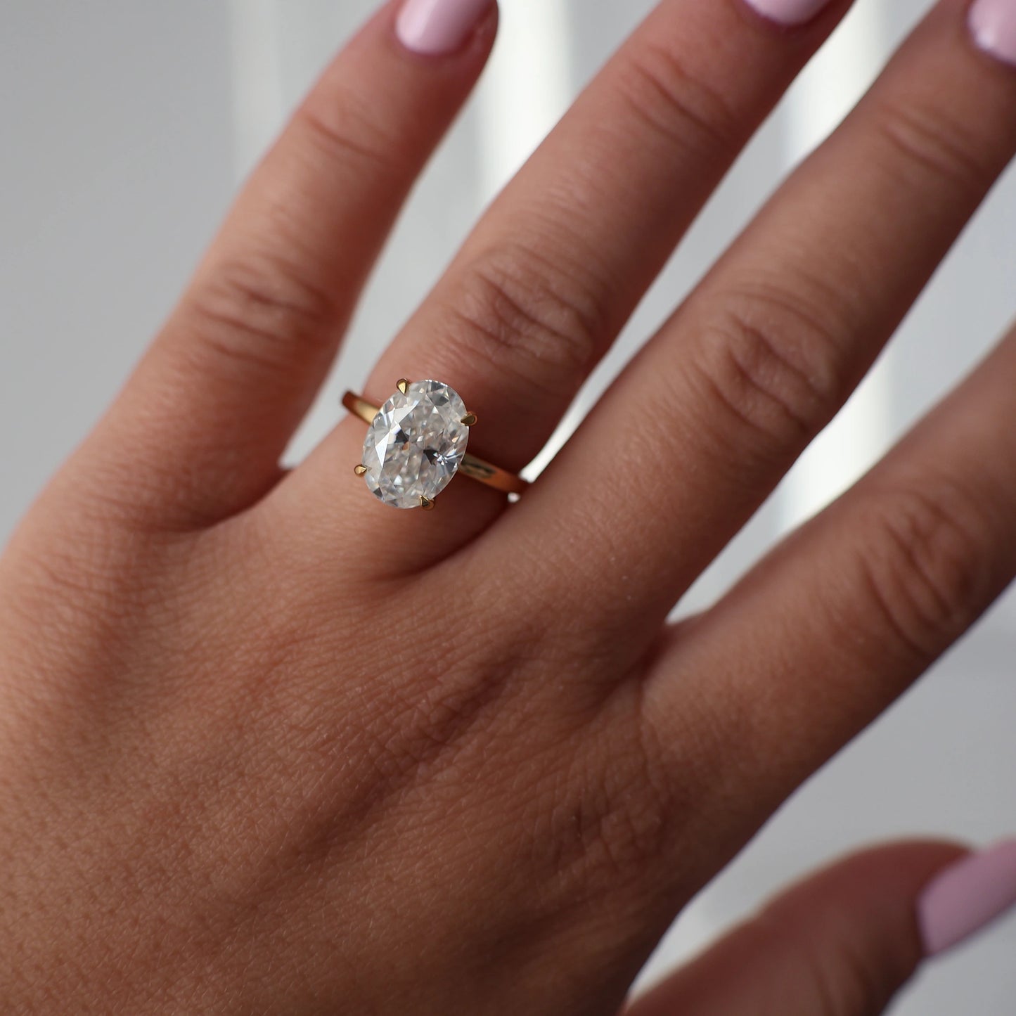 18K gold filled 4 carat oval hidden halo moissanite ring
