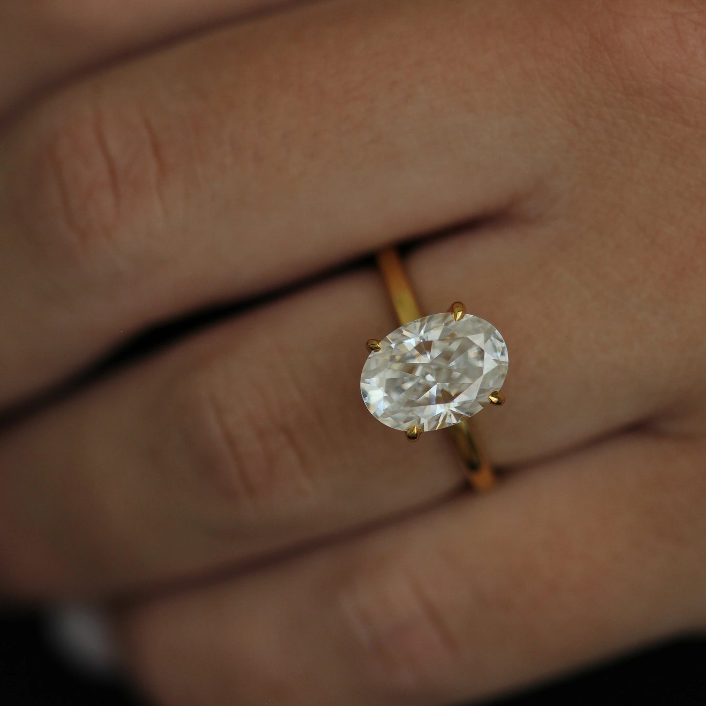18k gold filled oval moissanite ring