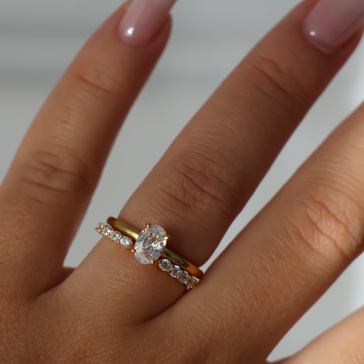8k gold open ring with pavé CZ detailing