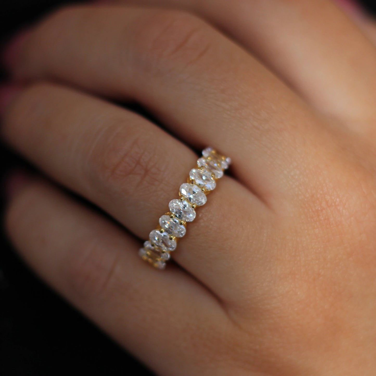 18k gold plated oval eternity ring