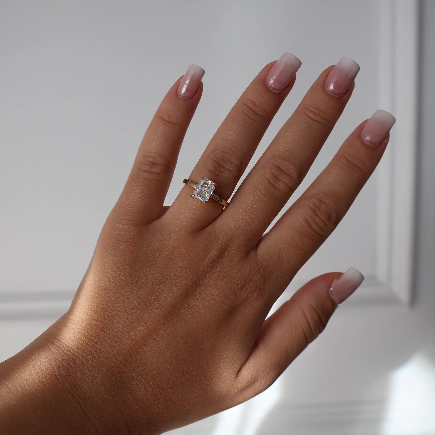 18k gold plated 2 ct radiant solitaire cubic zirconia ring