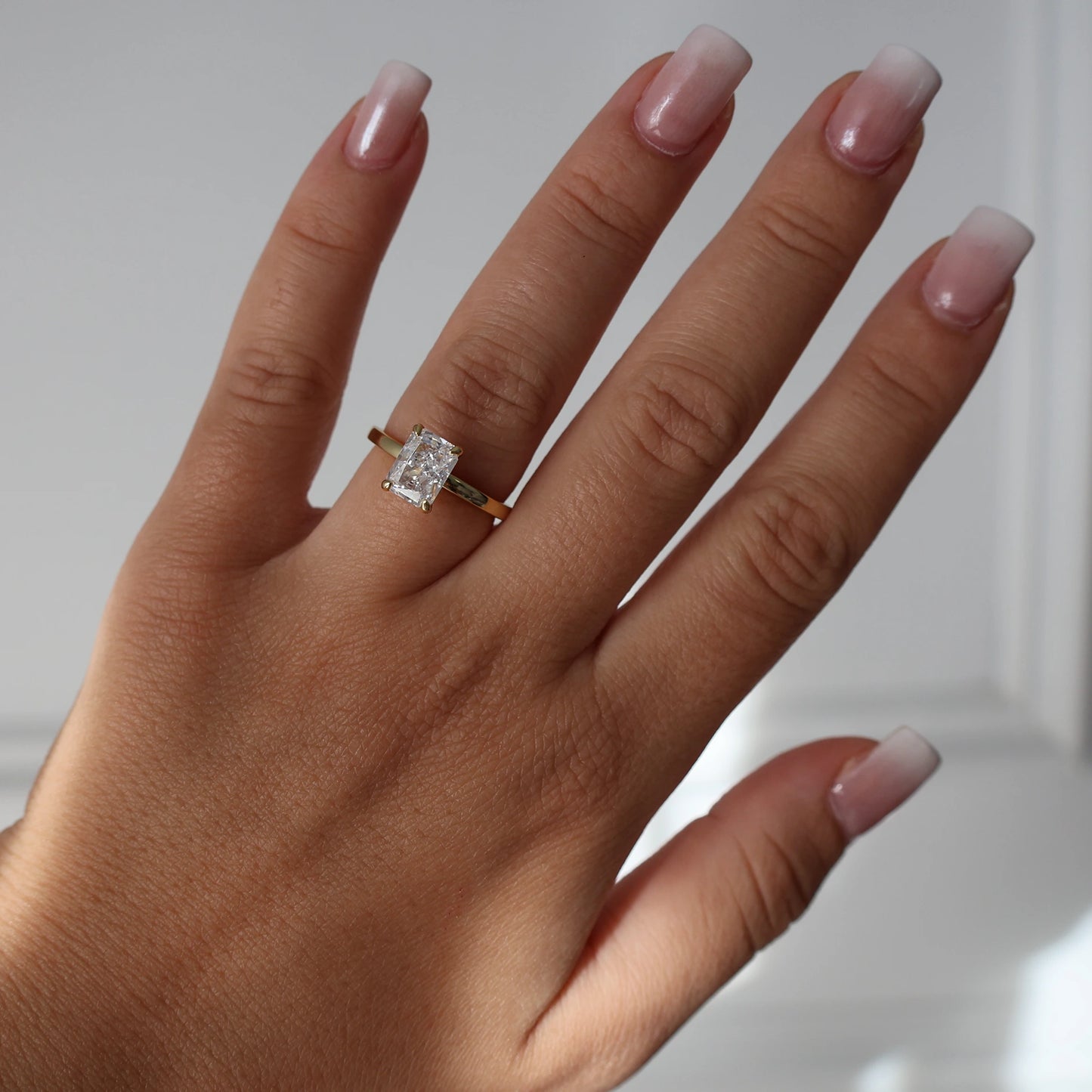18k gold plated 2 carat radiant cut cubic zirconia solitaire ring