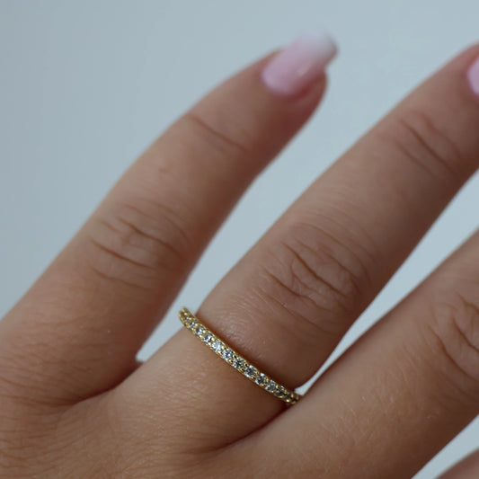 18k gold vermeil half pave wedding band 1.88mm