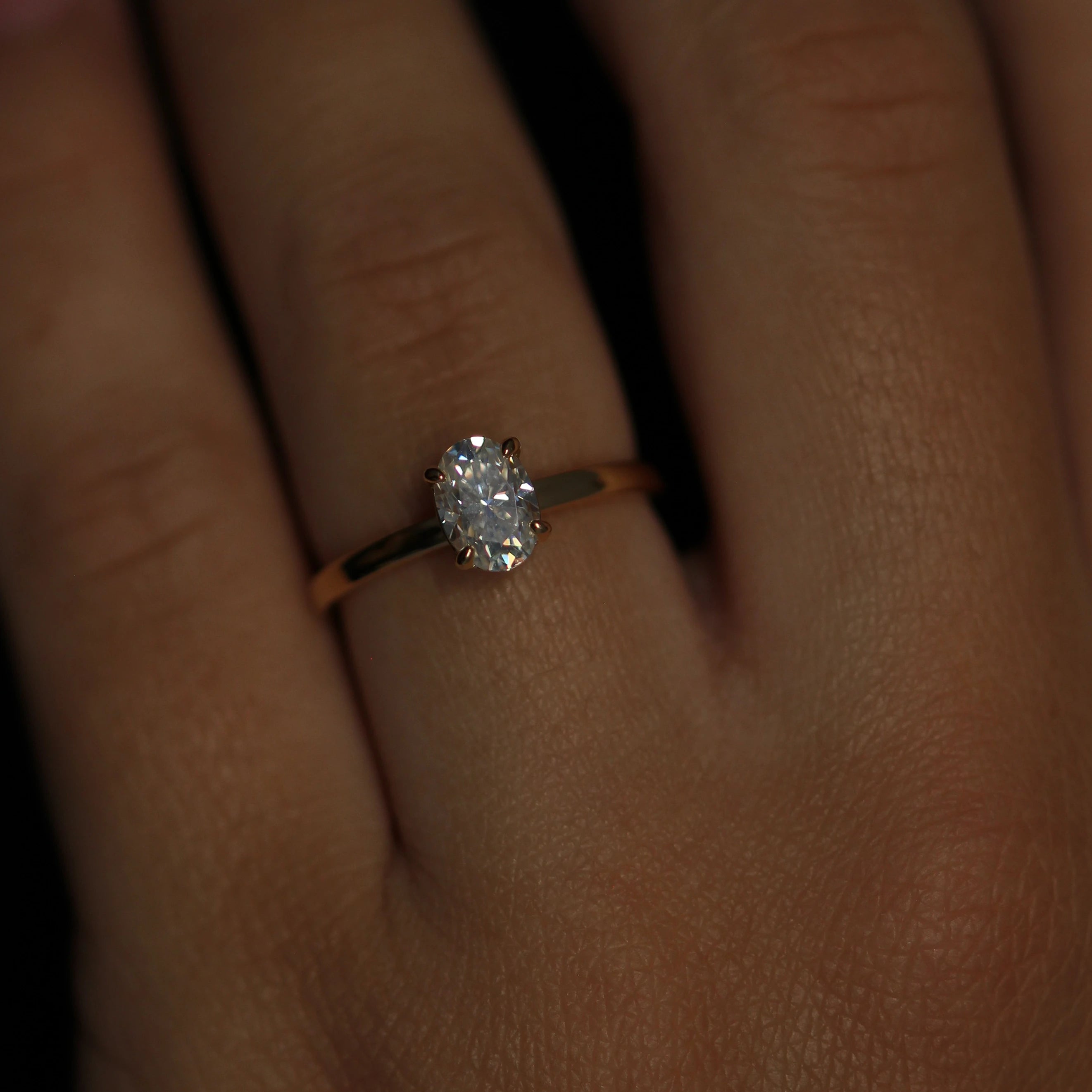 1 carat oval moissanite engagement ring with 14k gold filled band